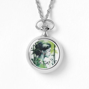 Fresh modern bamboo zen, personalized time pice watch