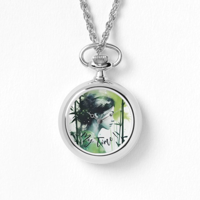 Fresh modern bamboo zen, personalized time pice  watch (Front)