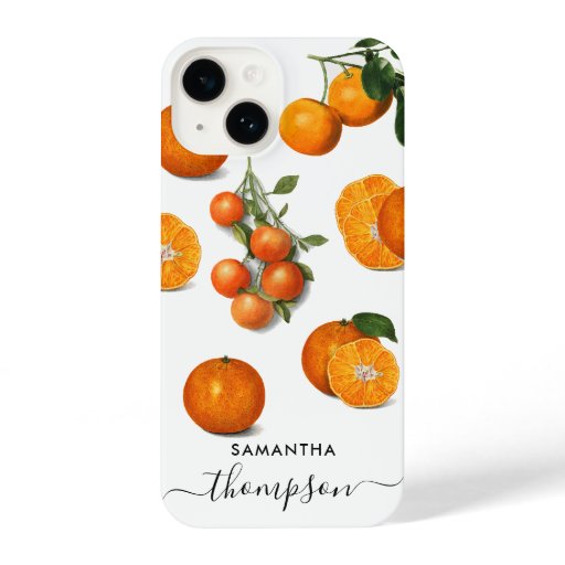 Fresh Modern Citrus Oranges Monogram iPhone 14 Case