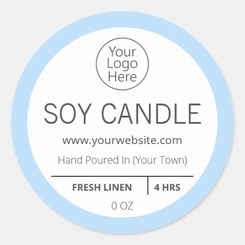 Fresh Modern Light Blue Scented Candle Labels