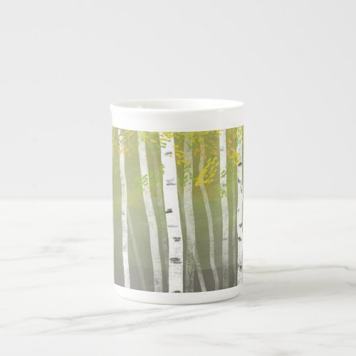 Fresh modern Silver Birch Tree design Bone China Mug