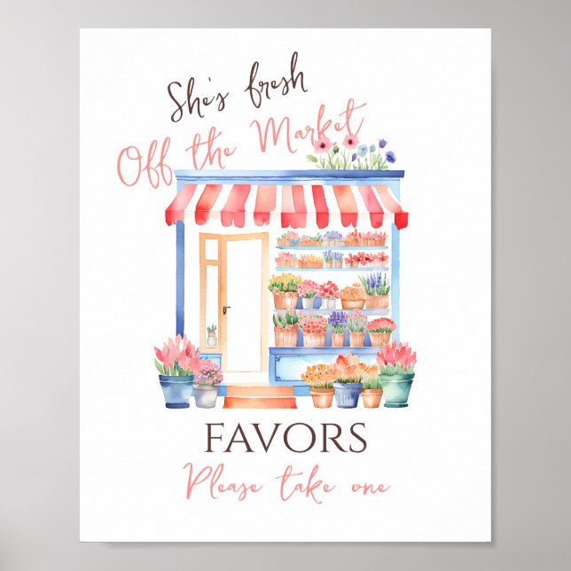 Fresh Off Market Floral Bridal Shower Favor Poster (Front)