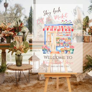 Fresh Off Market Floral Bridal Shower Welcome Acrylic Sign