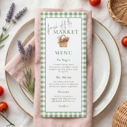 Fresh off Market Gingham Bridal Shower Menu Card