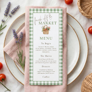 Fresh off Market Gingham Bridal Shower Menu Card