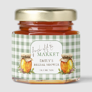 Fresh off Market Sage Gingham Bridal Shower Favor Honey Jar Favors