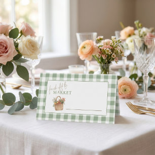 Fresh off Market Sage Gingham Bridal Shower  Place Card