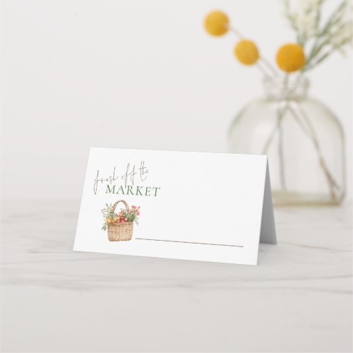 Fresh off Market Script Bridal Shower  Place Card