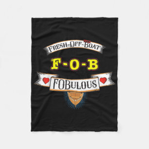 Fresh Off The Boat Graphic_ Funny Vintage-inspired Fleece Blanket