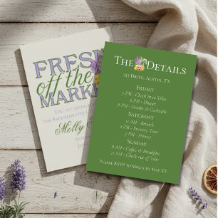 Fresh Off the Market Bachelorette Itinerary Invitation