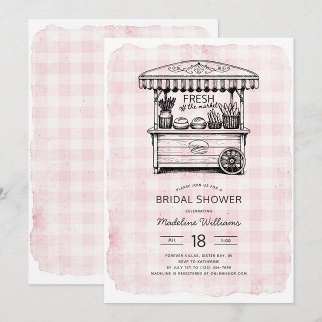 Fresh Off the Market Bakery Cart Bridal Shower Invitation (Front/Back)