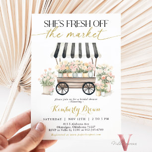 Fresh Off the Market Black White Bridal Shower Invitation
