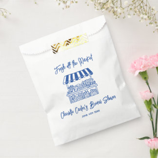 Fresh Off The Market Blue Hand Drawn Bridal Shower Favor Bag