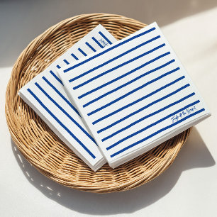 Fresh Off The Market Blue Stripes Bridal Shower Napkins