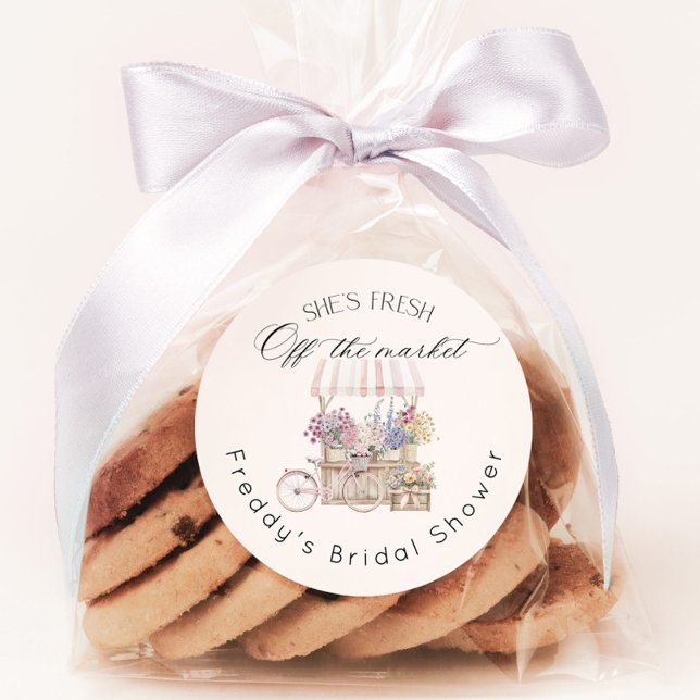 Fresh Off the Market Boho Flower Cart Bridal Classic Round Sticker (Creator Uploaded)