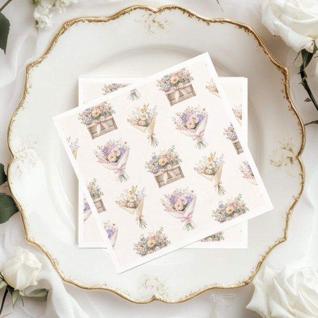 Fresh Off the Market Bouquet Bridal Shower Napkins (Creator Uploaded)