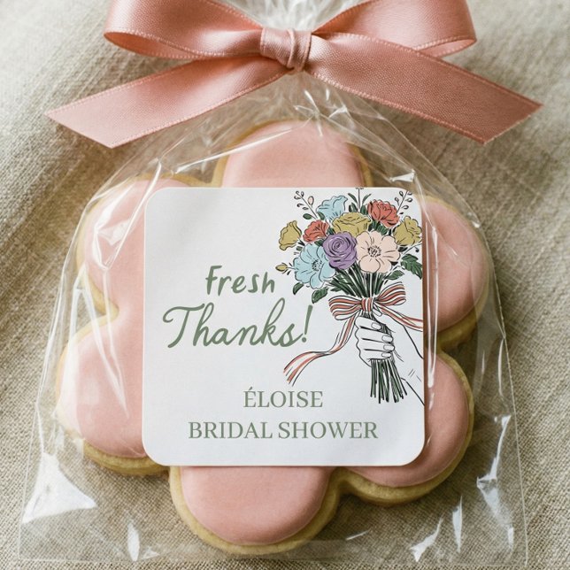 Fresh Off The Market Bouquet Floral Bridal Shower  Square Sticker (Fresh Off The Market Bouquet Floral Bridal Shower Square Sticker)