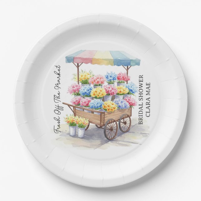 Fresh Off The Market Bridal Showe Paper Plates (Front)
