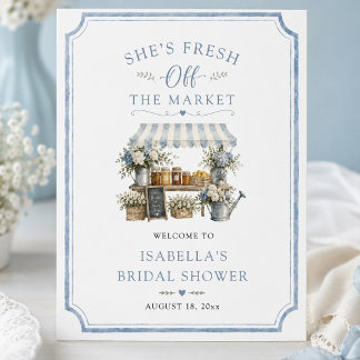 Fresh Off The Market Bridal Shower Blue And White Foam Board
