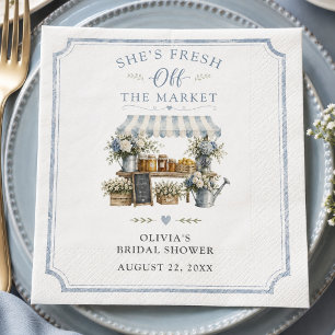 Fresh Off The Market Bridal Shower Blue And White Napkins