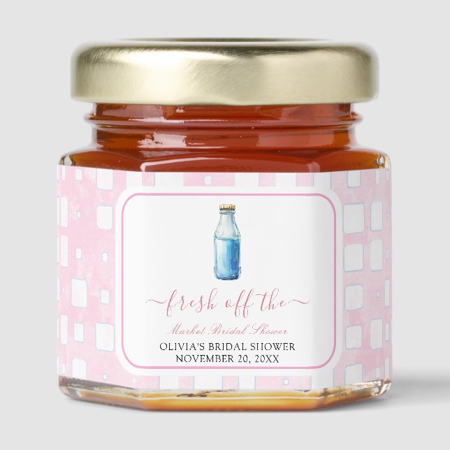 Fresh off the Market Bridal Shower bouquet Honey Jar Favors (Front)