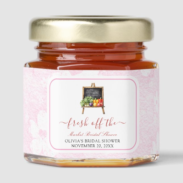 Fresh off the Market Bridal Shower bouquet Honey Jar Favors (Front)