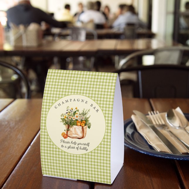 Fresh Off the Market Bridal Shower Champagne Bar  Paper Table Tent (Insitu(Restaurant))
