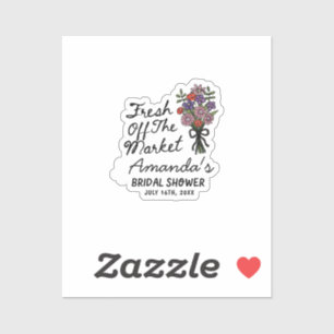 Fresh Off The Market Bridal Shower Custom-Cut Viny Sticker