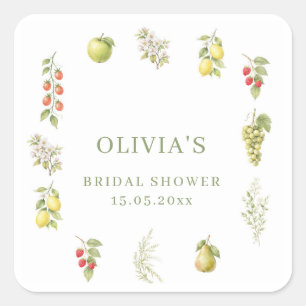 Fresh Off The Market Bridal Shower Favor Square Sticker