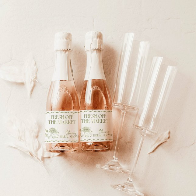 Fresh Off the Market Bridal Shower Favors Sparkling Wine Label (Creator Uploaded)