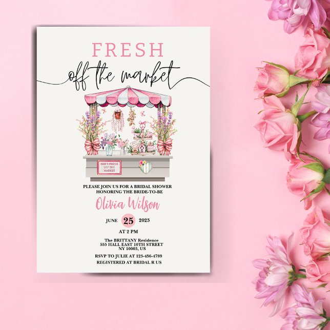 Fresh Off the Market Bridal Shower Floral Chic Invitation (Fresh Off the Market Bridal Shower )