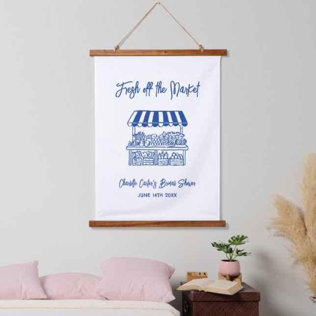 Fresh Off The Market Bridal Shower Hanging Tapestry (Bedroom)