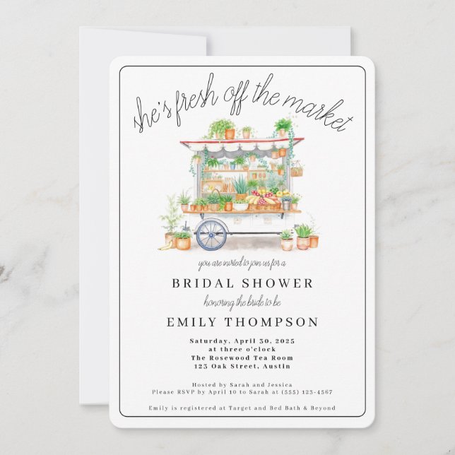 Fresh Off The Market Bridal Shower Invitation (Front)