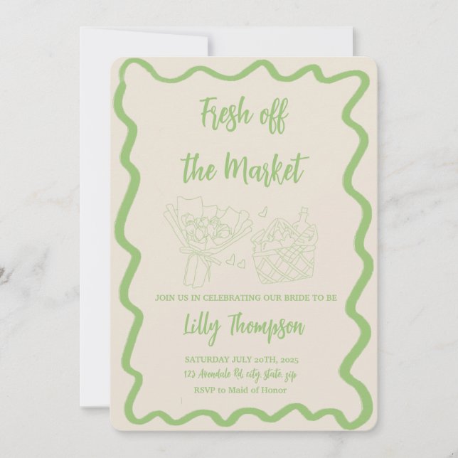 "Fresh off the Market" Bridal Shower Invitation (Front)