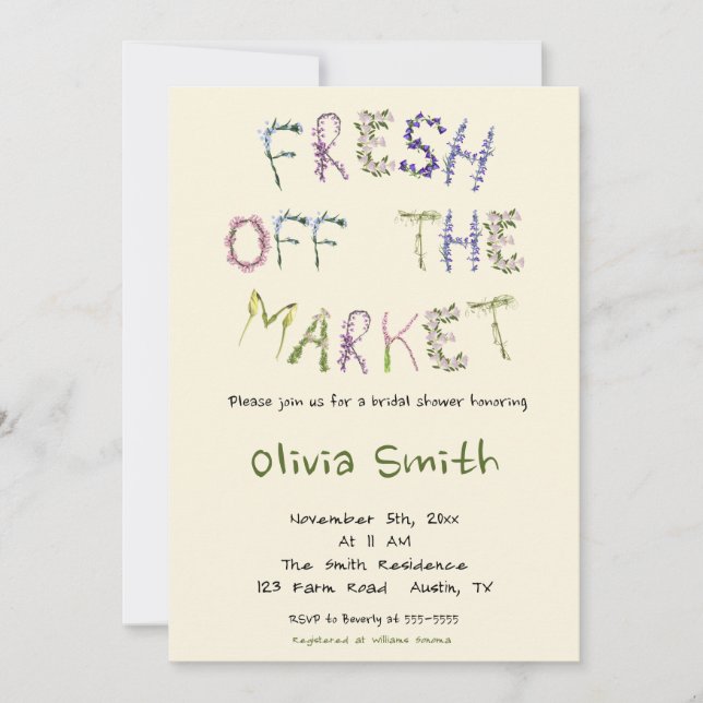 Fresh off the Market - Bridal Shower  Invitation (Front)