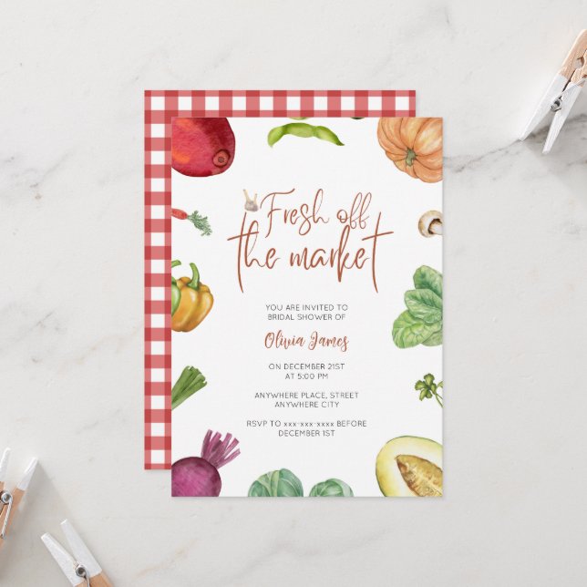 Fresh off the market bridal shower  invitation (Front/Back In Situ)
