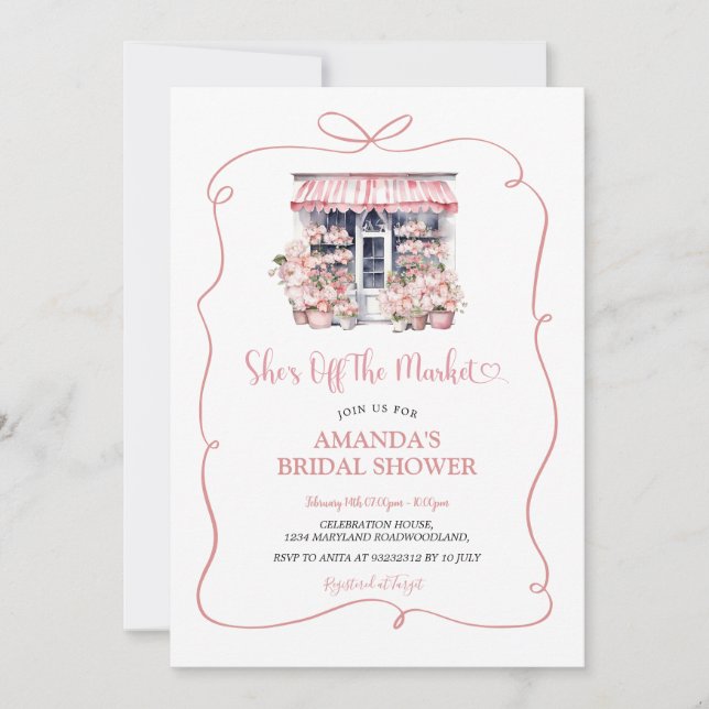 Fresh Off the Market Bridal Shower Invitation (Front)