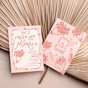 Fresh off the Market Bridal Shower Invitation Red