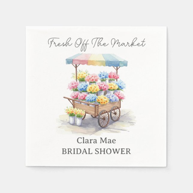 Fresh Off The Market Bridal Shower Napkins (Front)