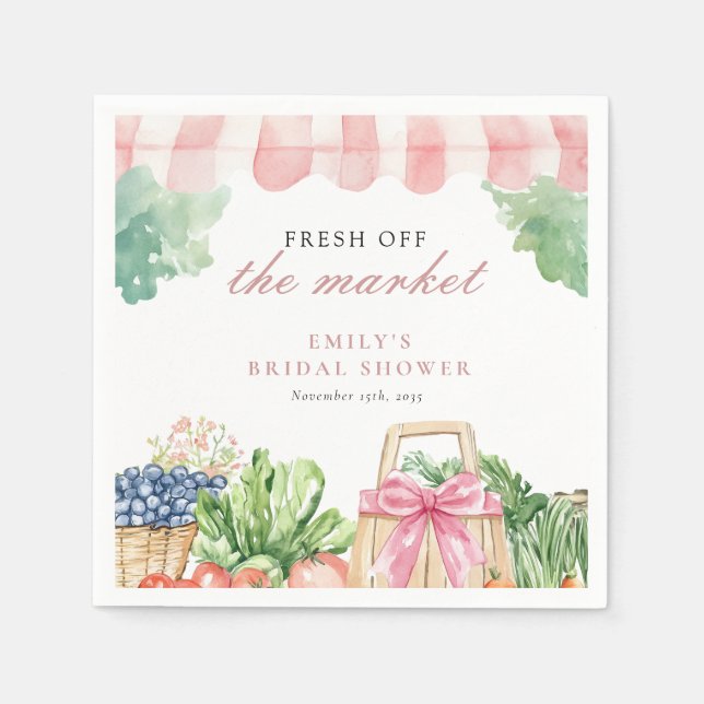 Fresh Off The Market Bridal Shower Napkins (Front)