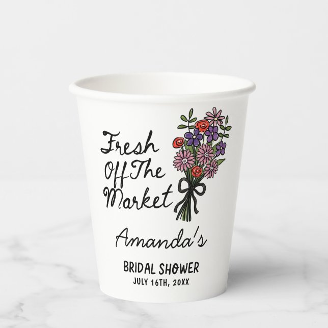 Fresh Off The Market Bridal Shower Paper Cups (Front)