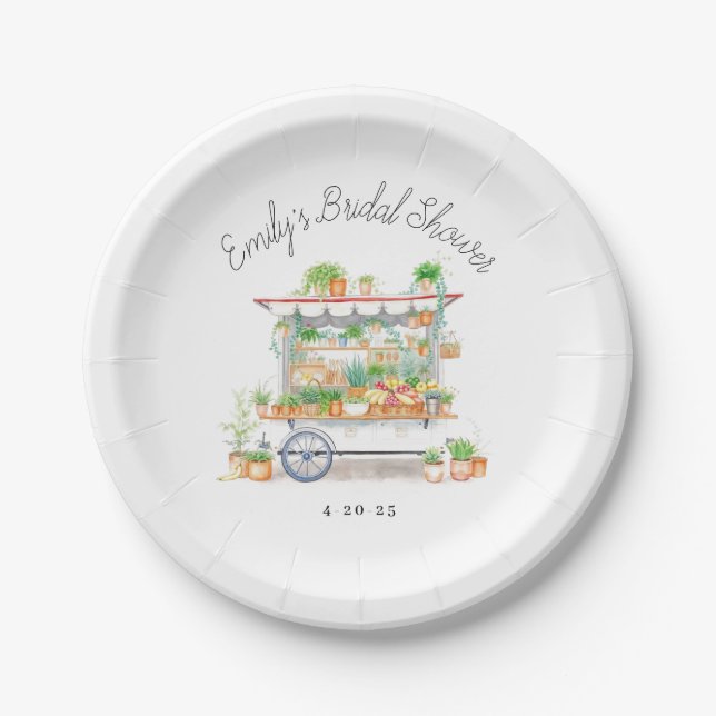 Fresh Off The Market Bridal Shower Paper Plates (Front)