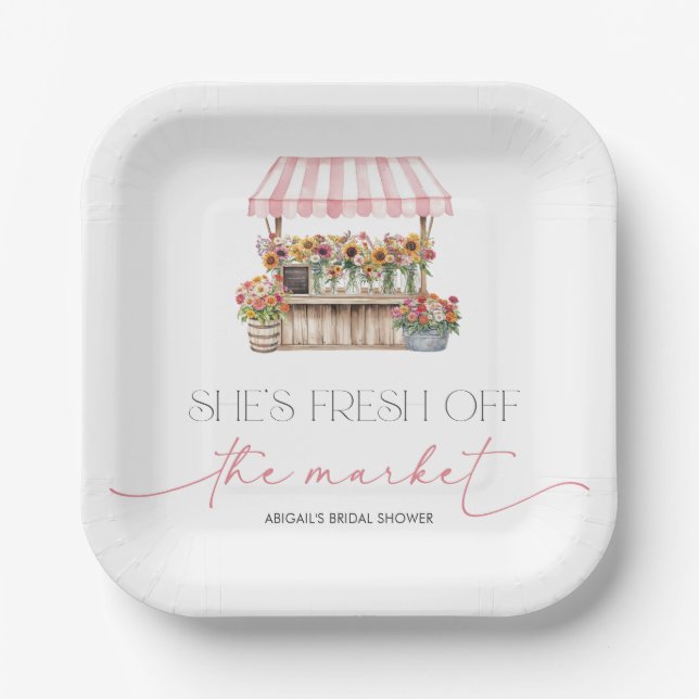 Fresh off the Market Bridal Shower Paper Plates (Front)
