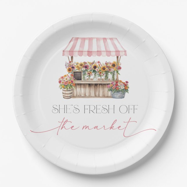 Fresh off the Market Bridal Shower Paper Plates (Front)