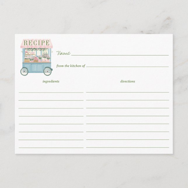Fresh Off The Market Bridal Shower Recipe Card (Front)