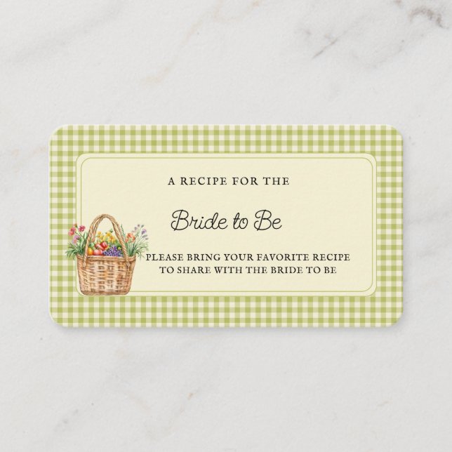 Fresh Off the Market Bridal Shower Recipe  Enclosure Card (Front)