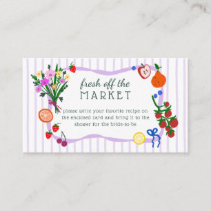 FRESH OFF THE MARKET Bridal Shower Recipe Request Enclosure Card