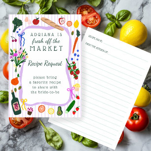 FRESH OFF THE MARKET Bridal Shower Recipe Request Enclosure Card