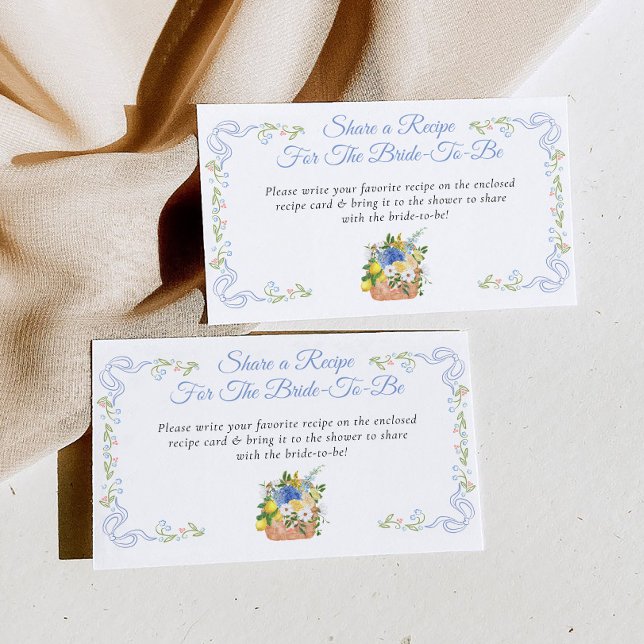 Fresh Off The Market Bridal Shower Recipe Request Enclosure Card (Creator Uploaded)
