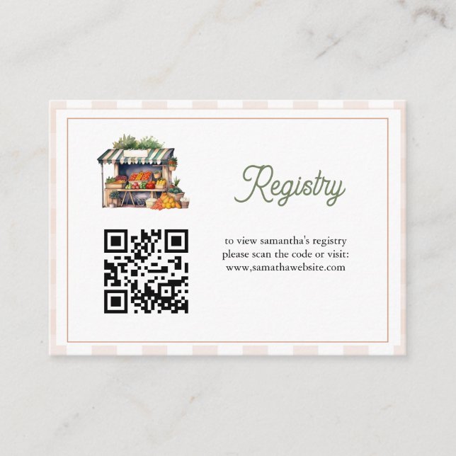 Fresh off the market bridal shower registry enclosure card (Front)